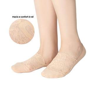 Phụ Nữ Vô Hình Thuyền Ren Không Hiển Hiện Không Trượt Vớ Với Silicone Rắn Màu Thấp Cắt Vớ Bông Của Phụ Nữ - Product Image 2