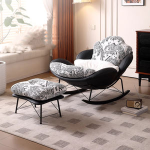 Chaises de salon modernes et luxueuses, grande chaise à bascule inclinable, canapé de chambre à coucher, meubles de relaxation simples et paresseux en métal et cuir pour adultes - Product Image 3