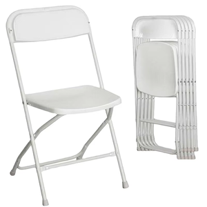 Venta al por mayor 800 Lbs Capacidad de peso Fiesta al aire libre Apilable Metal Plástico <span class=keywords><strong>Americana</strong></span> Blanco Sillas plegables para Eventos Alquiler - Product Image 6