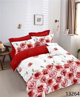 Parure de Lit King Size 8 Pièces Motifs Floraux avec Couettes et Draps Trois Places