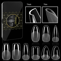 Kit d'extensions d'ongles pré-découpées en acrylique Soak Soft, 600 pièces, faux ongles amande mats moyens, couverture complète, design carré pour doigts