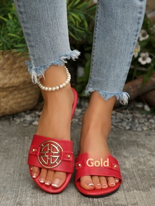 Calzado Femenino Transfronterizo, Sandalias Modernas de Europa y América, Clásicas, Elegantes y Versátiles, de Color Sólido, Planas, de Cuero Sintético - Product Image 6