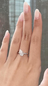 Bague de fiançailles en diamant de laboratoire en forme de poire 2 carats, or 14 carats, certifiée IGI, bijoux fins minimalistes à profil bas, cadeau de mariage - Product Image 4