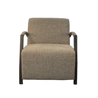 Fauteuil individuel en tissu pour salon d'hôtel et appartement, chaise rembourrée en textile, fauteuil d'appoint commercial moderne avec accoudoirs métalliques courbés