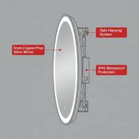 Miroir mural intelligent à écran tactile rond anti-buée avec éclairage LED à trois couleurs changeantes, miroir de salle de bain intelligent mural