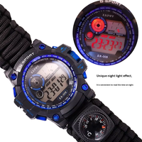 Vente directe usine – Bracelet de montre réglable en paracorde avec boussole et thermomètre – Accessoires portables de survie et de camping pour l'extérieur