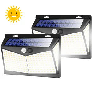 Nuovo 208 LED aggiornato 270 angolo di illuminazione IP65 impermeabile da giardino applique da parete per esterni luce del garage portico led solare sensore di luce a parete