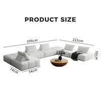 Tipo de personalización Beige Cloud Corner Moderno Modular en forma de L Sofá seccional curvo para sala de estar Dormitorio