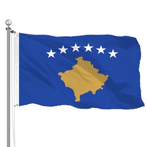 Banderas Personalizadas de Kosovo, 90x150cm, Bandera Nacional de Kosovo, Azul, Seis Estrellas Blancas, Mapa Dorado, Bandera Personalizada de Poliéster - Product Image 1