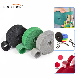 Черный нейлоновый ремешок на липучке, зеленый двусторонний рулон для крепления растений, для организации компьютерных кабелей и управления проводами в офисе - Product Image 1