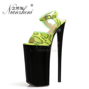 <span class=keywords><strong>Amarillo</strong></span> 26cm Sexy fetiche serpiente estampado plataforma sandalia reina Peep Toe tira baile en barra pasarela gótico Stripper <span class=keywords><strong>tacones</strong></span> finos <span class=keywords><strong>vestido</strong></span> nuevo - Product Image 1