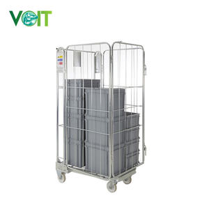 Entrepôt pliable en acier métal stockage blanchisserie 4 côtés <span class=keywords><strong>cage</strong></span> à rouleaux - Product Image 4