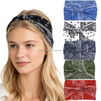 Serre-tête large élastique rétro promotionnel pas cher, motif Paisley torsadé, pour femme, usage quotidien, accessoire de mode, coloré en terylène