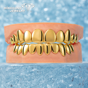 Grillz solide en or noir pour hommes femmes 10K 14K 18K or 925 argent Sterling Top 10 bas 10 accessoires de dents de mode hip-hop - Product Image 4