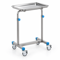 Chariot à double bras en acier inoxydable pour salle d'opération avec roues pour le placement et l'organisation mobile des instruments chirurgicaux