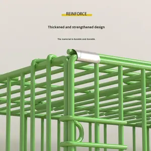 Katlanabilir katlanabilir kablolu Metal yığılmış katı desen plastik tepsi düğme kapatma köpek evi Pet kafesleri - Product Image 4