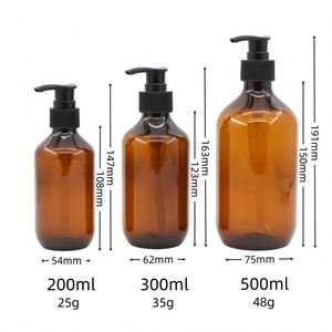 Wholesale <b>200ML</b> 300Ml 500Ml Empty Transparent Shower Gel <b>Bottle</b> Amber Plastic Pet Lotion Pump Shampoo <b>Bottle</b> With Lotion Pump - Product Image 2