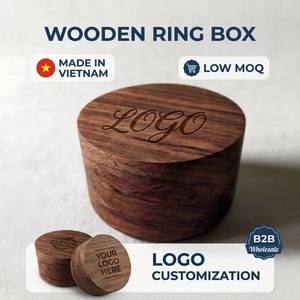 OEM Walnut Wood Wedding <b>Ring</b> Bearer Holder Wooden <b>Ring</b> <b>Box</b> Mini Engagement <b>Ring</b> Holder <b>Box</b> with single Slots - Product Image 2