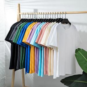 <span class=keywords><strong>Vendita</strong></span> calda 100% di cotone Unisex oversize solido maniche corte t-Shirt traspirante pelle amichevole asciugatura rapida maglietta Casual - Product Image 3