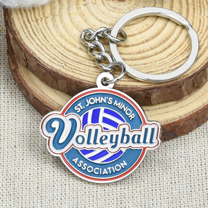 Hot verkopende gepersonaliseerde volleybal auto-letterlogo metalen sleutelhanger met op maat gemaakte vorm en emaille voor promoties - Product Image 3