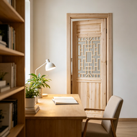 China Factory Solid Fir Lattice Interior Door Custom Pattern Timber Door for Export