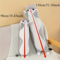 Oreiller en peluche pour chat de 90 cm, adorable chaton en peluche, jouet doux confortable, design anime, rembourrage en coton PP polyester, cadeau unisexe, sous vide