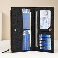 Dompet Kartu Kulit Asli Berkualitas Tinggi Baru Tas Tangan Wanita Grosir Harga Rendah Penutup Ritsleting Menerima Desain Kustom