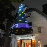 Décoration de rue gonflable pour Halloween : Chapeau de sorcière gonflable géant, chapeau de magicien gonflable, œil et tentacule de pieuvre