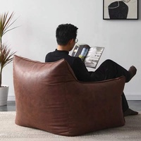Housse de canapé à une seule siège, sac d'angle en cuir synthétique, pochette de siège en tissu suédé, fauteuil de Pouf populaire