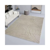 Tapis Jacquard Géométrique de Luxe, Fabriqué à la Machine, Imperméable, Antidérapant, Doux et Moelleux, à Poils Moyens, en Microfibre avec Support PVC, pour la Maison et le Salon