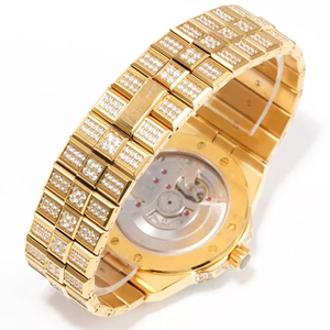 Reloj de Alta Gama para Hombre, Diseño de Autor, Automático, con Zafiro Luminoso, Correa de Oro Rosa Integrada, Incrustaciones de Moissanita Azul - Product Image 3