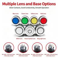 Interrupteur à bouton-poussoir lumineux LED 22 mm rond, momentané ou à enclenchement, 5 couleurs (rouge, vert, bleu, jaune, blanc) pour armoire