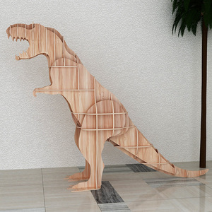 Présentoir d'hôtel en bois massif en forme de T-Rex, décoration créative, étagère de rangement au <span class=keywords><strong>sol</strong></span>, rangement nordique pour enfants - Product Image 3