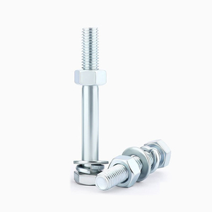 Vis à tête hexagonale en acier au carbone zingué de grade 4.8, avec filetage complet ou partiel, et jeu de écrous, tige de boulon combinée M6-M30mm - Product Image 1