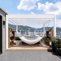 Pergola rétractable avec auvent imperméable, gazebo en aluminium pour l'ombrage au bord de la piscine