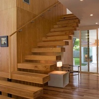 DAIYA USA flottant escalier EN CHÊNE tuile d'escalier avec la balustrade de verre trempé