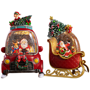 Boîte à musique de Noël avec globe à neige, scène du Père Noël, effet de neige tombante, train, cadeau pour enfant, veilleuse pour garçon, dropshipping Shopify - Product Image 1