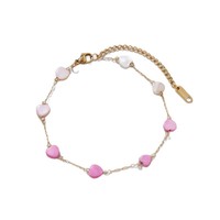Ensemble collier et bracelet en acier inoxydable avec perles en forme de cœur, plaqué or 18 carats par électrolyse sous vide, bijoux minimalistes polyvalents pour femmes, best-seller