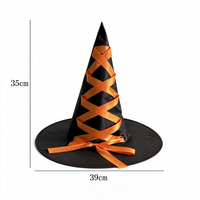 Chapeau de sorcière élégant à lacets, chapeau conique pointu noir avec nœud en satin coloré pour cosplay, fête à thème carnaval, déguisement de scène
