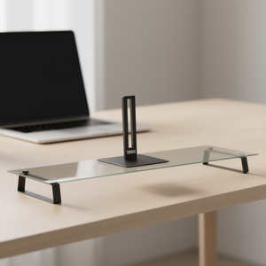 Soporte de metal negro para monitor de vidrio templado, 39.4 pulgadas x 13.8 pulgadas, para uso en escritorio - Product Image 2