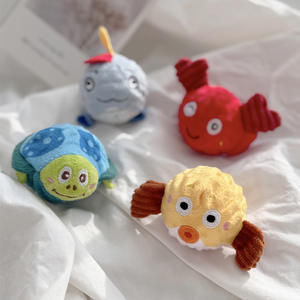Juguetes de peluche de perro Bichón de dibujos animados, lindos, transfronterizos, para masticar y para la dentición, con bola elástica de TPR y características de sonido. - Product Image 4