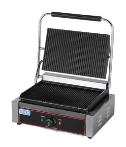 Commerciële Elektrische Enkele Kop Sandwich Panini Maker Druk Broodrooster Contact Grill Machine Voor Verkoop