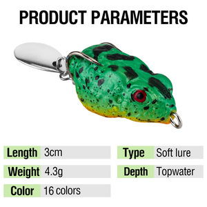 Feng Lei grenouille nouveau modèle grenouille 3cm/4.3g grand <span class=keywords><strong>16</strong></span> couleurs grenouille douce coulée lointaine pour bar noir transfrontalier - Product Image 2