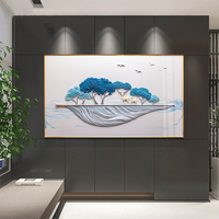 Impression murale en résine, peinture à l'huile personnalisée de paysage arboré, style moderne, sur toile de verre, pour décoration intérieure