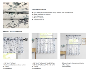 <span class=keywords><strong>Tende</strong></span> da cucina blu <span class=keywords><strong>grigio</strong></span> polveroso con fiori lunghi 45 pollici piccole <span class=keywords><strong>tende</strong></span> rustiche per finestre in <span class=keywords><strong>lino</strong></span> di fattoria - Product Image 4