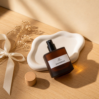 Flacon de parfum carré en verre ambré givré de luxe 30ml 50ml 100ml, flacon de parfum de voyage vide, bouchon en bois, nouveau design