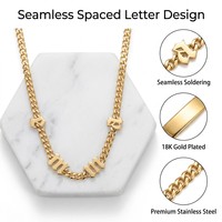 Collar con Letras Espaciadas Personalizadas, Iniciales en Estilo Inglés Antiguo, Chapado en Oro de 18K, Acero Inoxidable, Soldadura sin Costuras, Joyería con Nombre para Mujer