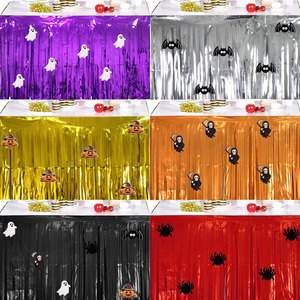 Falda de mesa de hilo de seda con diseño de Halloween DIY, con arañas y borlas, para decoración de mesa de fiesta - Product Image 6