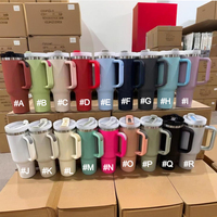 Mug de voyage H20 40 OZ en acier inoxydable inaltérable, revêtement poudré, couleurs assorties, pour voiture, usage quotidien, stock US