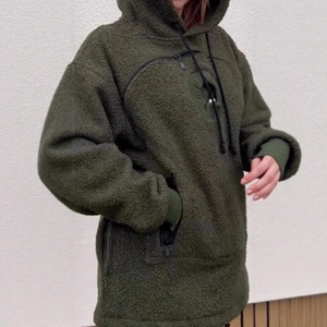 Sudadera de lana de Sherpa supersuave de gran tamaño para hombre, Jersey cálido con capucha, manta con capucha cómoda bordada para invierno - Product Image 5